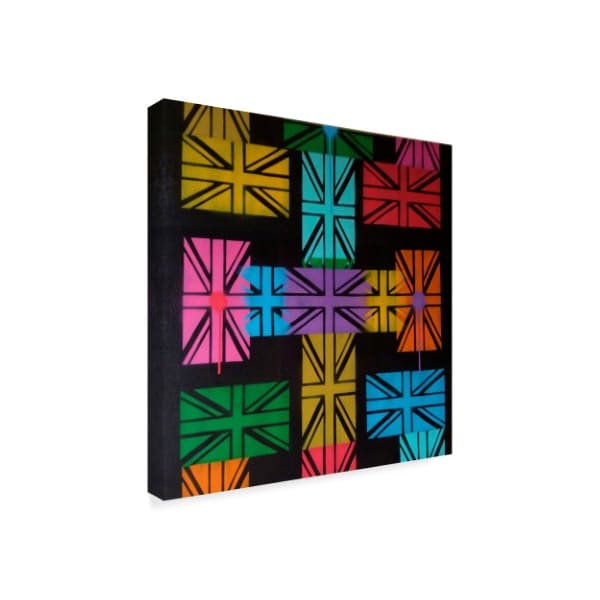 Abstract Graffiti 'Union Jack Cross' Canvas Art,14x14